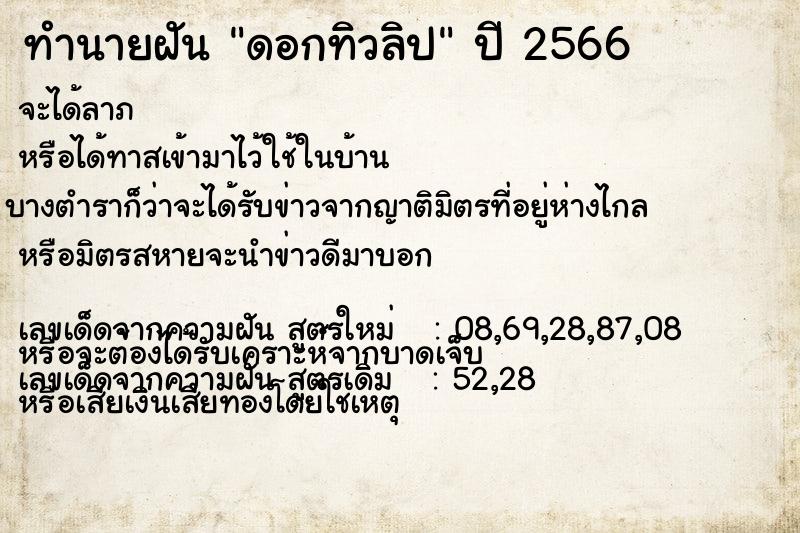 ทำนายฝัน ดอกทิวลิปแม่นๆ ฟรี ด้วยตำราหนังสือทำนายฝันโบราณ ทำนายฝันดอกทิวลิป