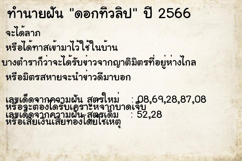 ทำนายฝัน ดอกทิวลิป ตำราโบราณ แม่นที่สุดในโลก