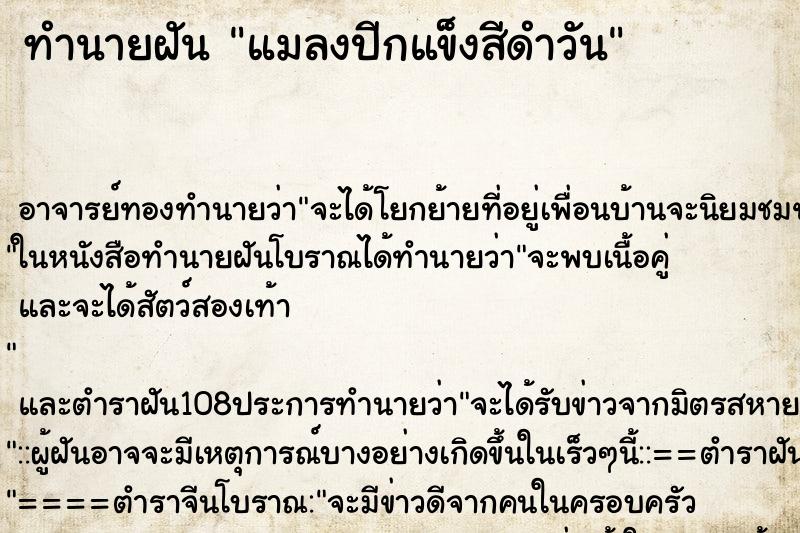 ทำนายฝัน แมลงปีกแข็งสีดำวัน