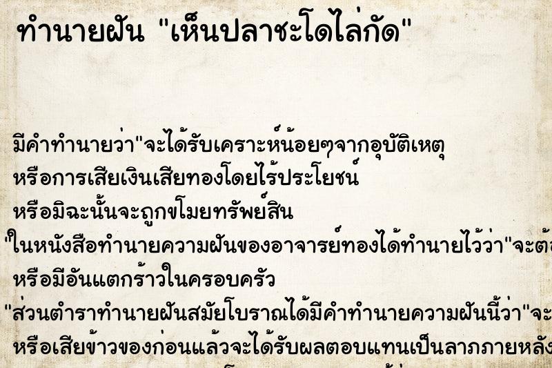 ทำนายฝัน เห็นปลาชะโดไล่กัด ทำนายฝัน เห็นปลาชะโดไล่กัด