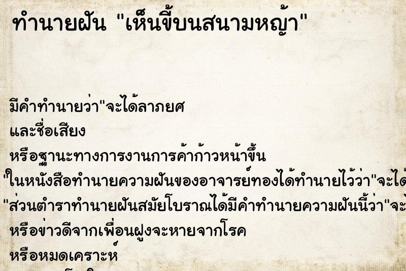 ทำนายฝัน เห็นขี้บนสนามหญ้า ทำนายฝัน เห็นขี้บนสนามหญ้า