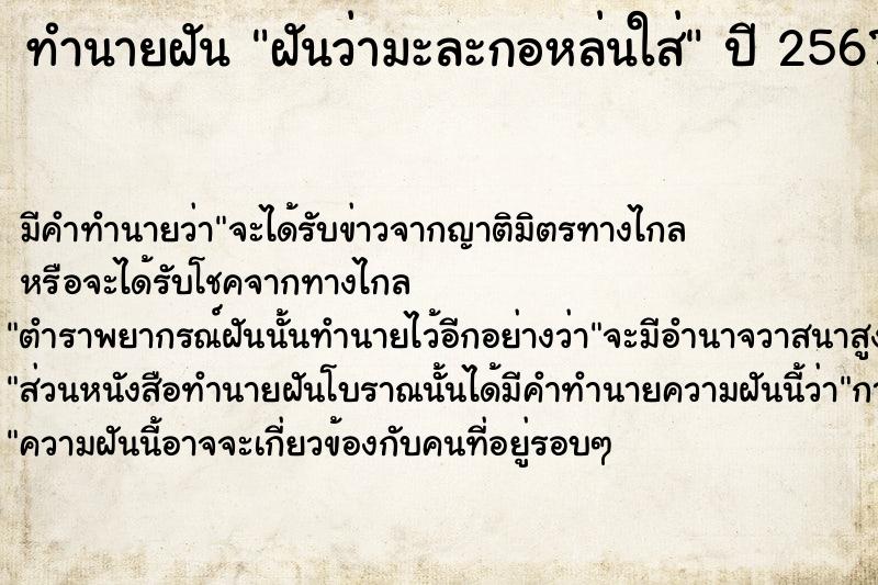 ทำนายฝันฝันว่ามะละกอหล่นใส่ ทำนายฝันทำนายฝันฝันว่ามะละกอหล่นใส่