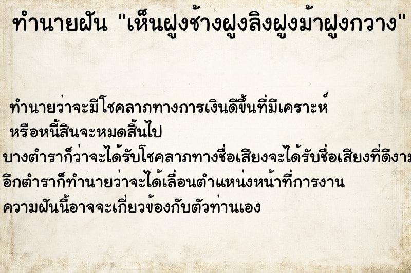 ทำนายฝันเห็นฝูงช้างฝูงลิงฝูงม้าฝูงกวาง ทำนายฝันทำนายฝันเห็นฝูงช้างฝูงลิงฝูงม้าฝูงกวาง