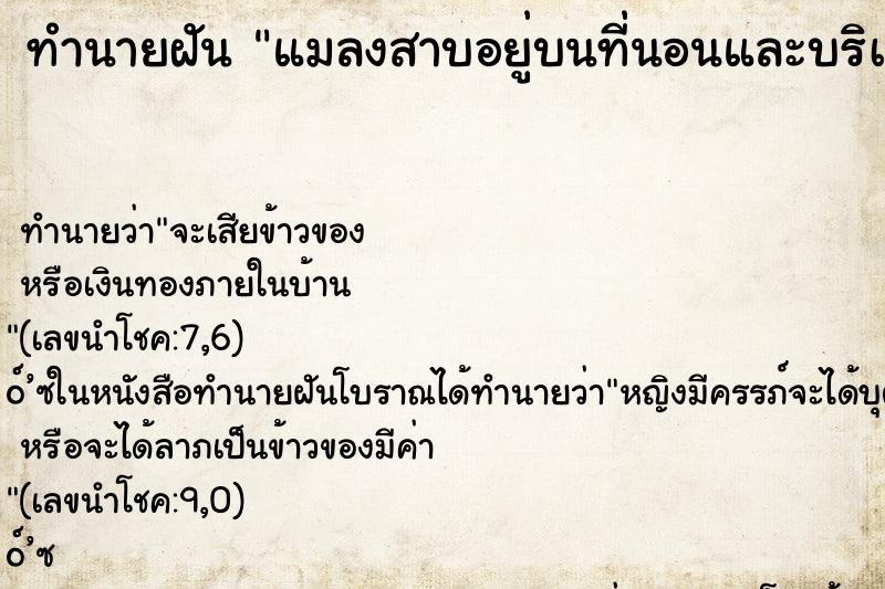 ทำนายฝัน แมลงสาบอยู่บนที่นอนและบริเวณห้องนอนเยอะมาก