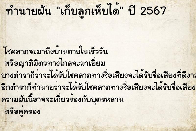 ทำนายฝันทำนายฝันเก็บลูกเห็บได้