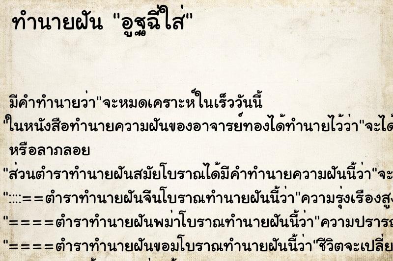 ทำนายฝันอูฐฉี่ใส่ ทำนายฝันทำนายฝันอูฐฉี่ใส่