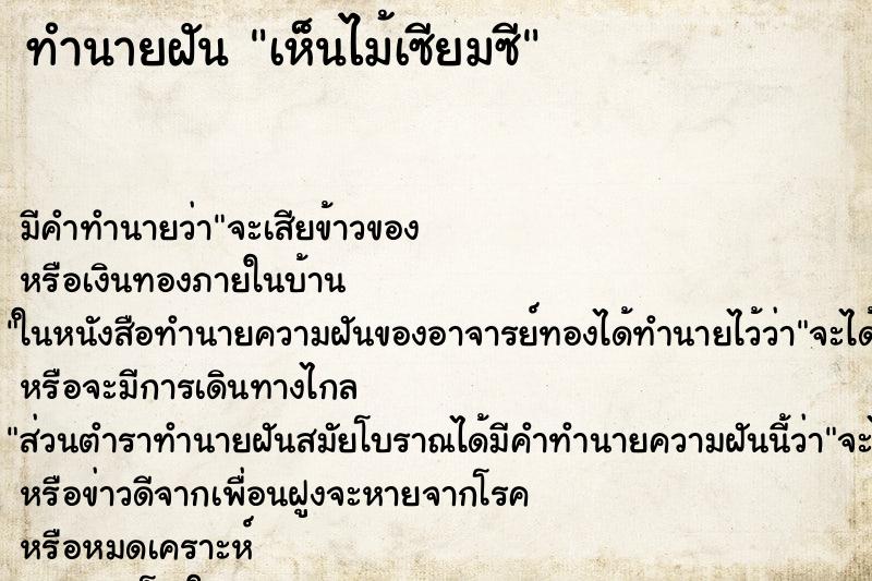 ทำนายฝัน เห็นไม้เซียมซี ทำนายฝัน เห็นไม้เซียมซี