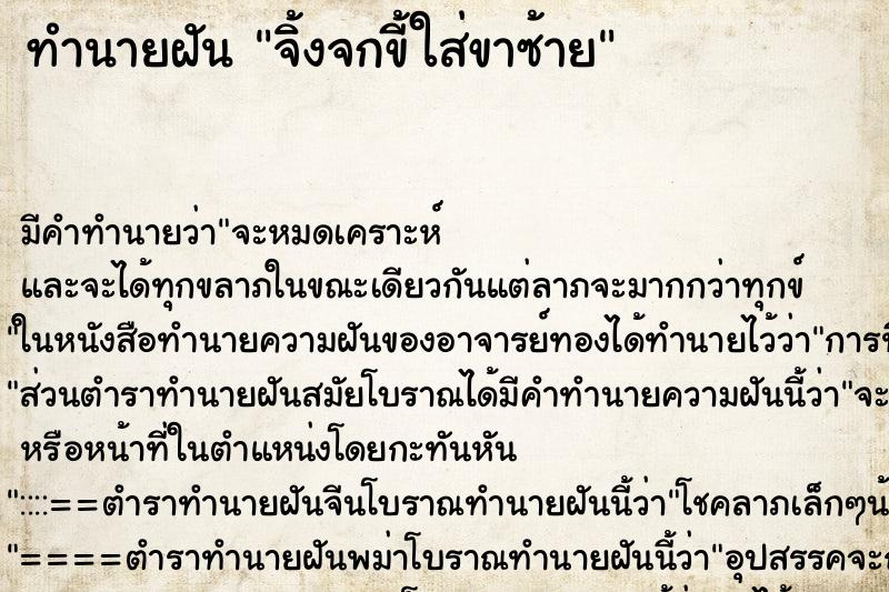 ทำนายฝัน จิ้งจกขี้ใส่ขาซ้าย ทำนายฝัน จิ้งจกขี้ใส่ขาซ้าย