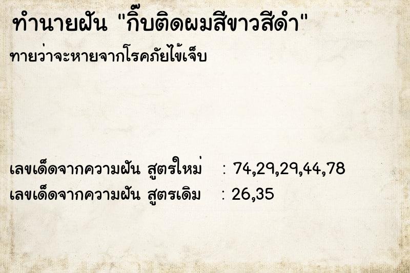 ทำนายฝันกิ๊บติดผมสีขาวสีดำ ทำนายฝันทำนายฝันกิ๊บติดผมสีขาวสีดำ