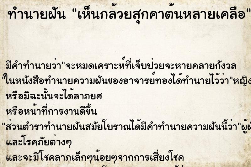 ทำนายฝัน เห็นกล้วยสุกคาต้นหลายเคลือ ตำราโบราณ แม่นที่สุดในโลก