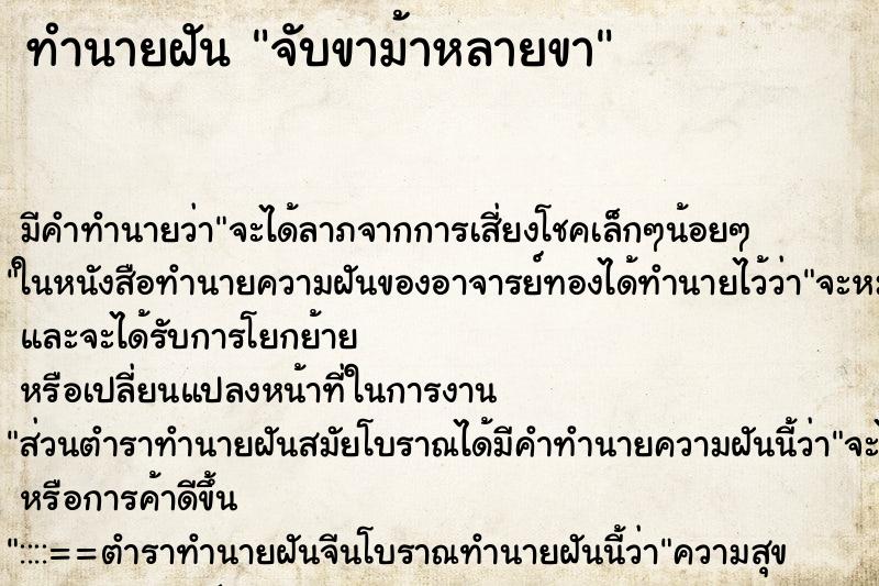 ทำนายฝันทำนายฝันจับขาม้าหลายขา