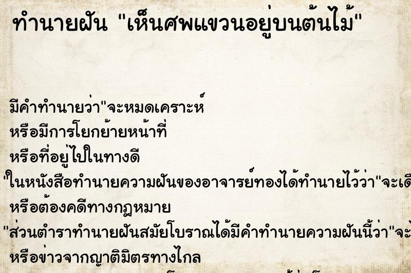 ทำนายฝัน เห็นศพแขวนอยู่บนต้นไม้ ทำนายฝัน เห็นศพแขวนอยู่บนต้นไม้