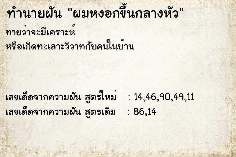 ทำนายฝันทำนายฝันผมหงอกขึ้นกลางหัว