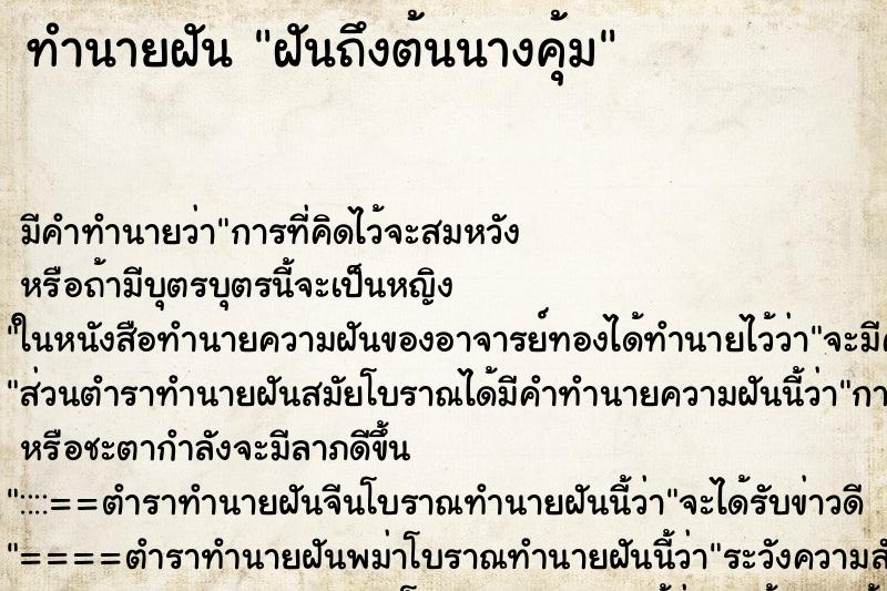 ทำนายฝันฝันถึงต้นนางคุ้ม ทำนายฝันทำนายฝันฝันถึงต้นนางคุ้ม