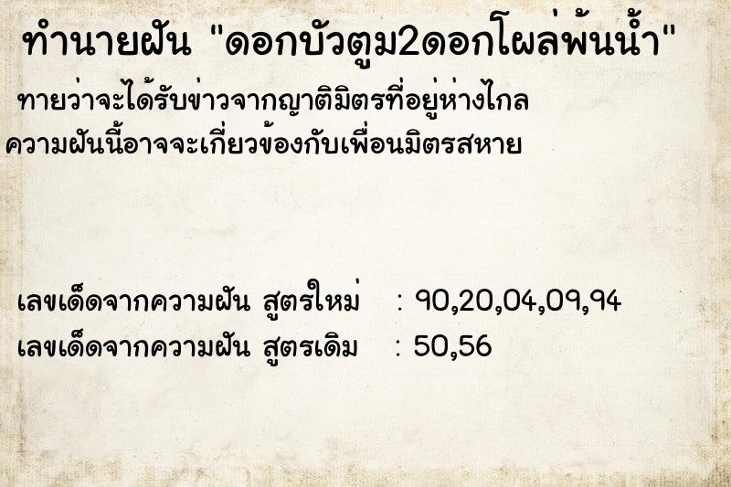 ทำนายฝัน ดอกบัวตูม2ดอกโผล่พ้นน้ำ ตำราโบราณ แม่นที่สุดในโลก