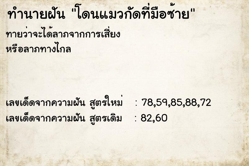 ทำนายฝันโดนแมวกัดที่มือซ้าย ทำนายฝันทำนายฝันโดนแมวกัดที่มือซ้าย