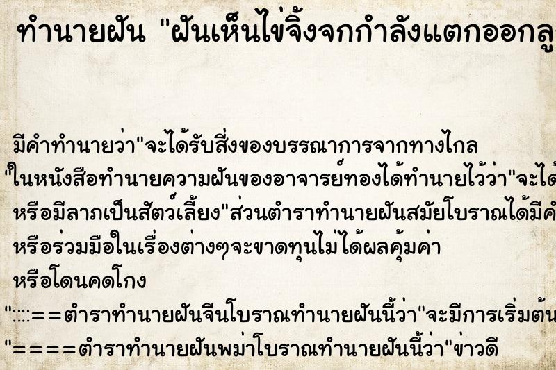 ทำนายฝัน ฝันเห็นไข่จิ้งจกกำลังแตกออกลูกเป็นตัว ทำนายฝัน ฝันเห็นไข่จิ้งจกกำลังแตกออกลูกเป็นตัว