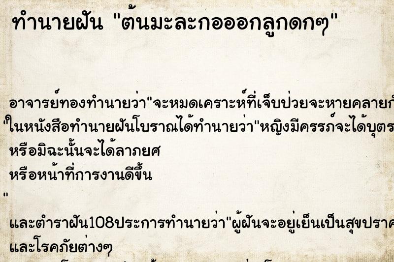 ทำนายฝัน ต้นมะละกอออกลูกดกๆ