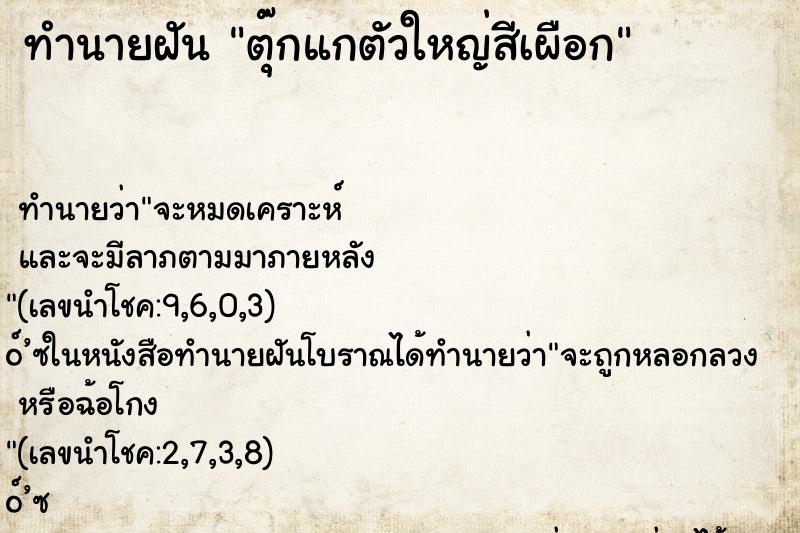 ทำนายฝันตุ๊กแกตัวใหญ่สีเผือก ทำนายฝันทำนายฝันตุ๊กแกตัวใหญ่สีเผือก