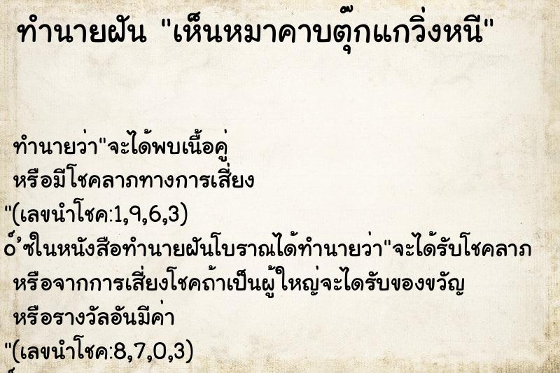 ทำนายฝันเห็นหมาคาบตุ๊กแกวิ่งหนี ทำนายฝันทำนายฝันเห็นหมาคาบตุ๊กแกวิ่งหนี