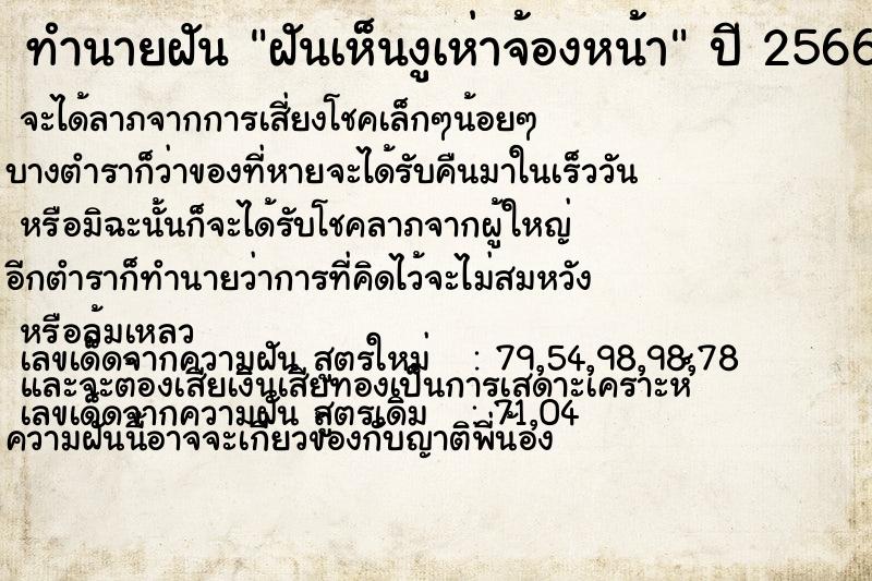 ทำนายฝันฝันเห็นงูเห่าจ้องหน้า ทำนายฝันทำนายฝันฝันเห็นงูเห่าจ้องหน้า