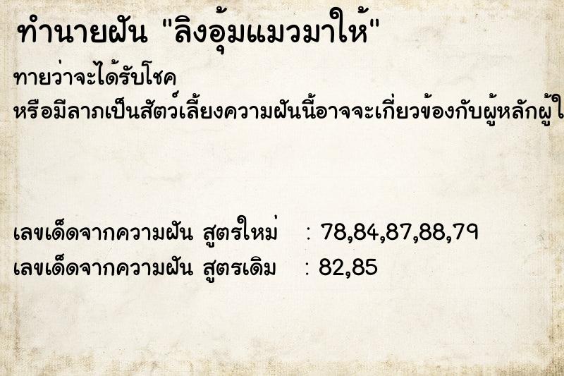 ทำนายฝันทำนายฝันลิงอุ้มแมวมาให้