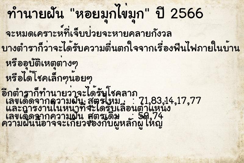 ทำนายฝันหอยมุกไข่มุก ทำนายฝันทำนายฝันหอยมุกไข่มุก