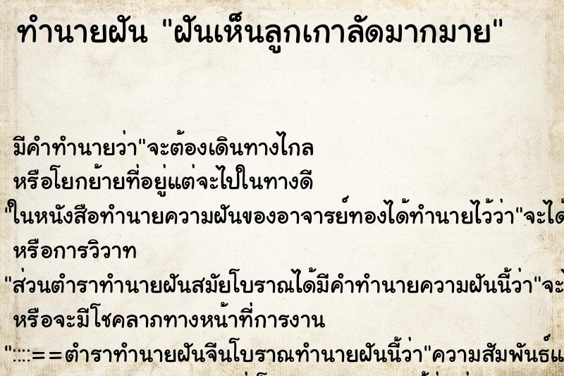 ทำนายฝัน ฝันเห็นลูกเกาลัดมากมาย ทำนายฝัน ฝันเห็นลูกเกาลัดมากมาย