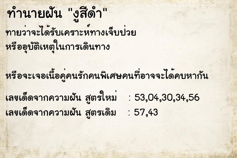 ทำนายฝัน งูสีดำ ทำนายฝัน งูสีดำ