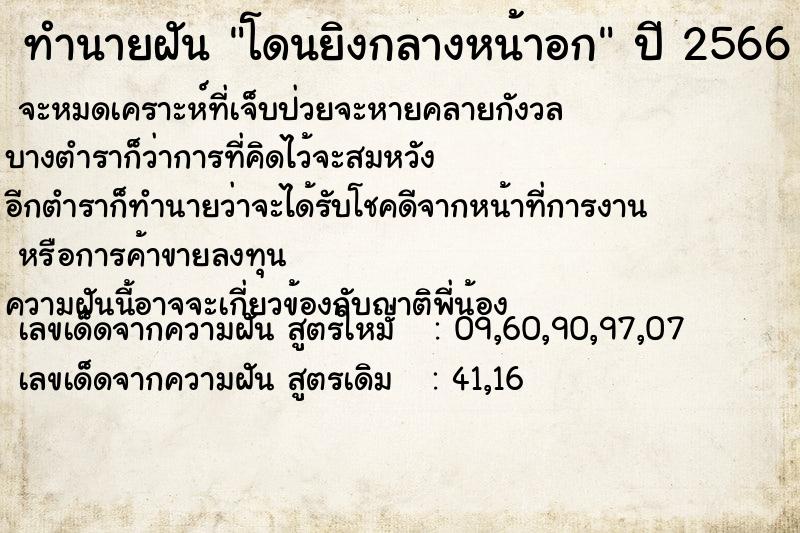 ทำนายฝัน โดนยิงกลางหน้าอก ทำนายฝัน โดนยิงกลางหน้าอก