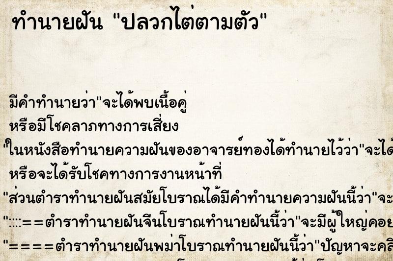 ทำนายฝัน ปลวกไต่ตามตัว