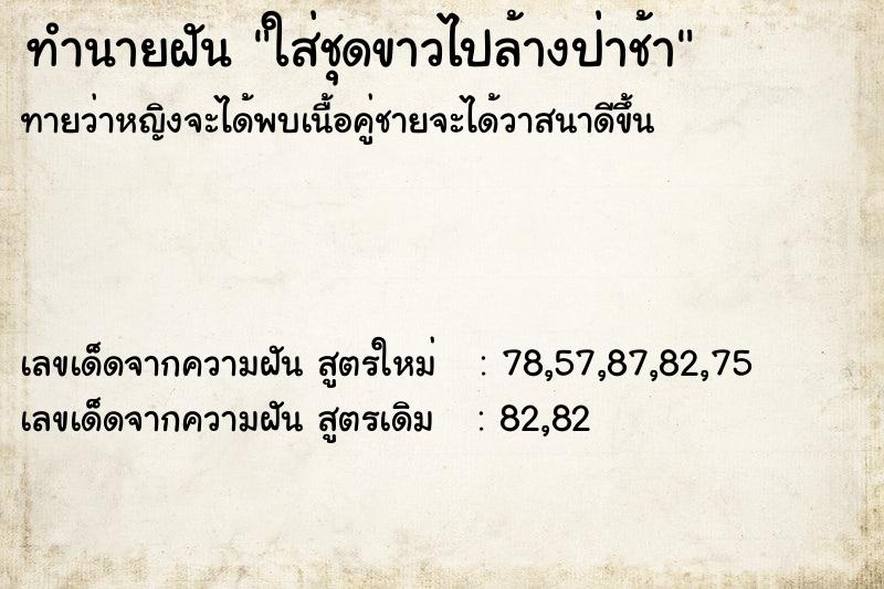 ทำนายฝันทำนายฝันใส่ชุดขาวไปล้างป่าช้า