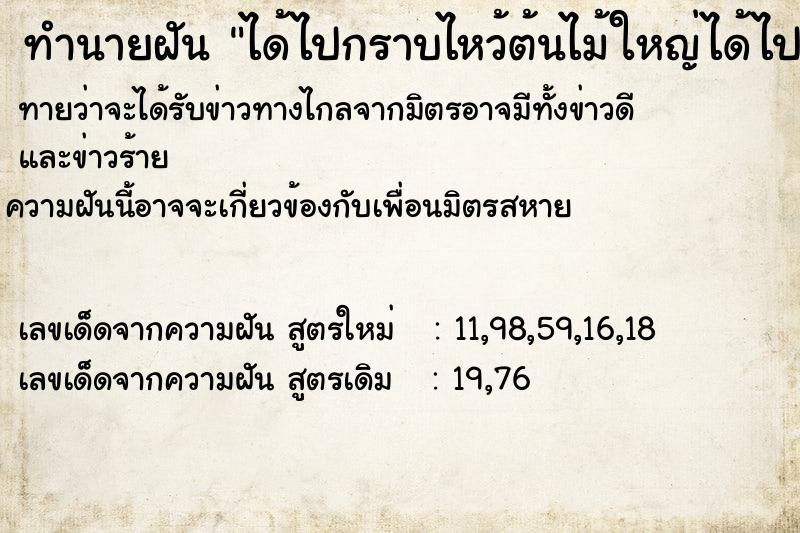 ทำนายฝันได้ไปกราบไหว้ต้นไม้ใหญ่ได้ไปกราบไหว้ต้นไม้ใหญ่ ทำนายฝันทำนายฝันได้ไปกราบไหว้ต้นไม้ใหญ่ได้ไปกราบไหว้ต้นไม้ใหญ่