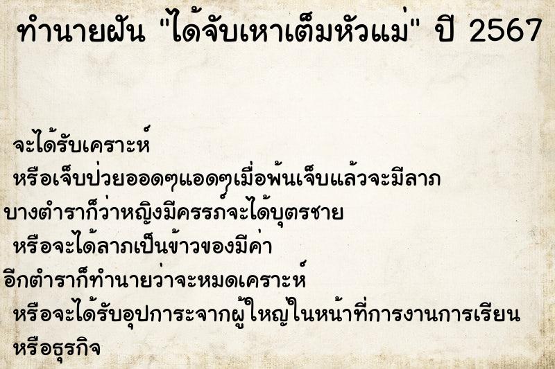 ทำนายฝัน ได้จับเหาเต็มหัวแม่