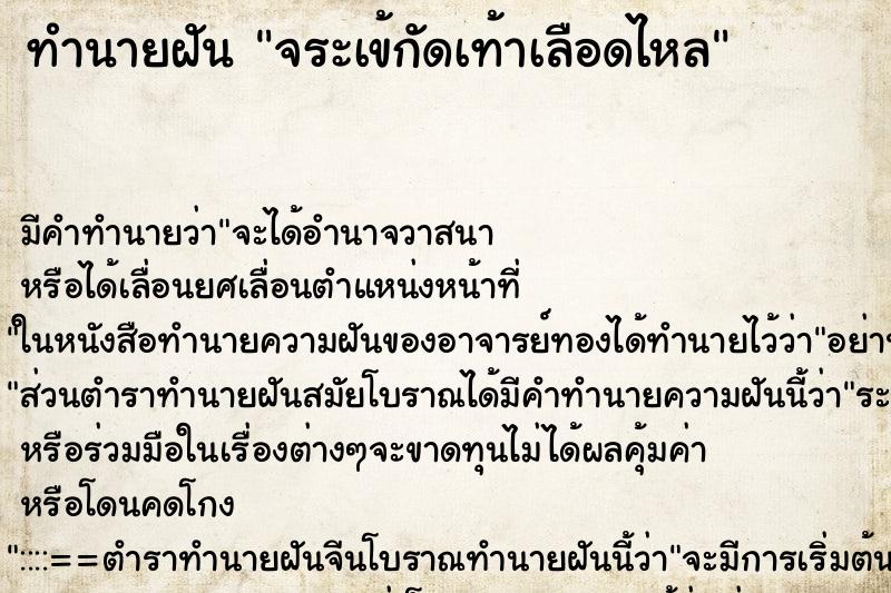ทำนายฝัน จระเข้กัดเท้าเลือดไหล ทำนายฝัน จระเข้กัดเท้าเลือดไหล