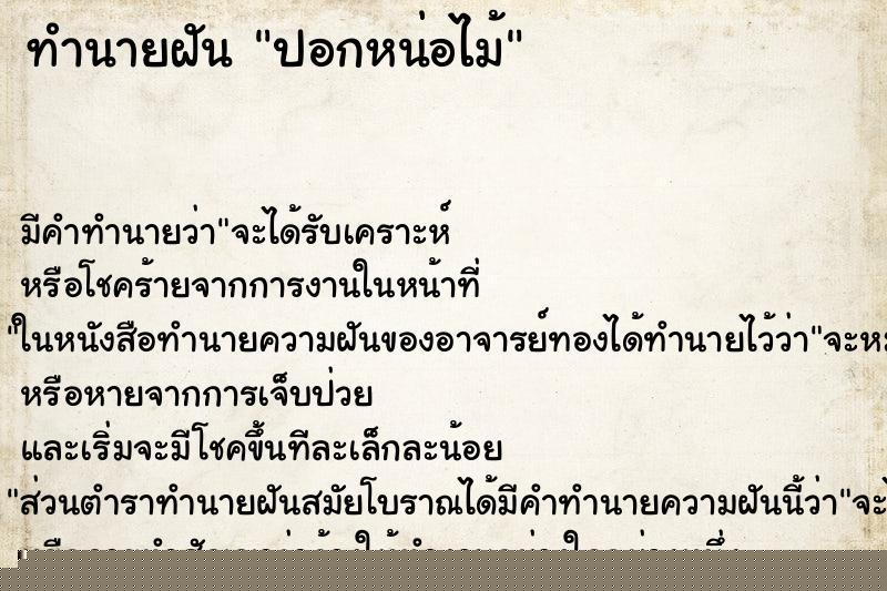 ทำนายฝัน ปอกหน่อไม้ ทำนายฝัน ปอกหน่อไม้