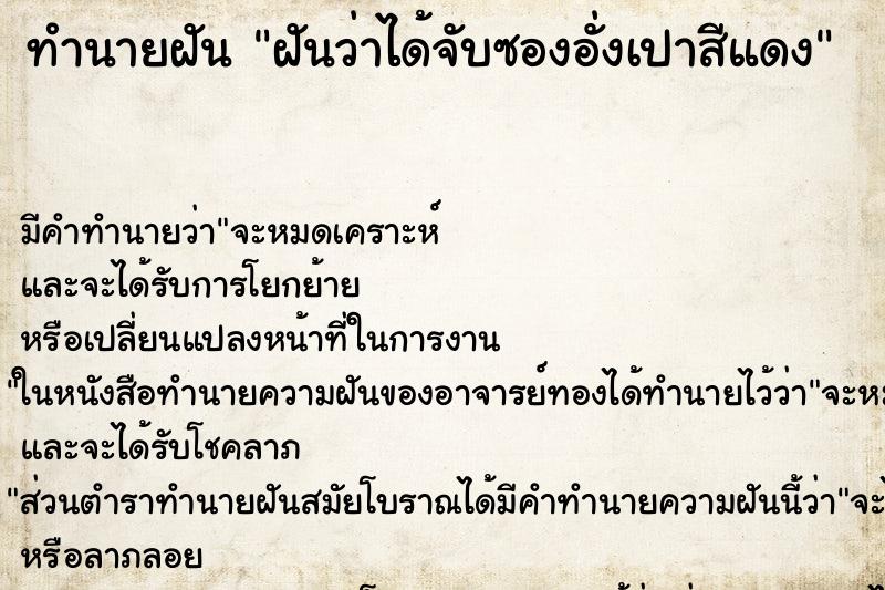 ทำนายฝัน ฝันว่าได้จับซองอั่งเปาสีแดง ตำราโบราณ แม่นที่สุดในโลก