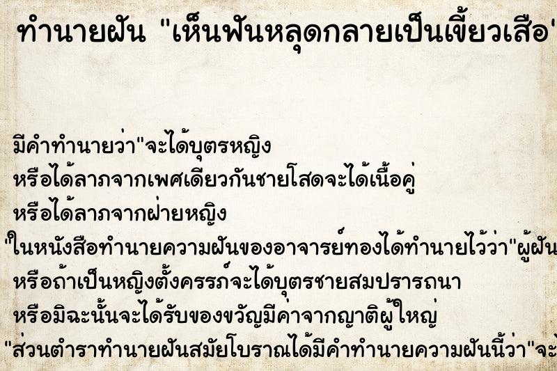 ทำนายฝัน เห็นฟันหลุดกลายเป็นเขี้ยวเสือ ทำนายฝัน เห็นฟันหลุดกลายเป็นเขี้ยวเสือ