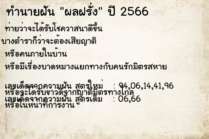 ทำนายฝัน ผลฝรั่งแม่นๆ ฟรี ด้วยตำราหนังสือทำนายฝันโบราณ ทำนายฝันผลฝรั่ง