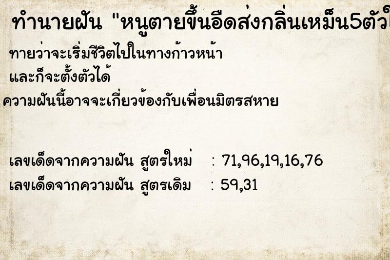 ทำนายฝันหนูตายขึ้นอืดส่งกลิ่นเหม็น5ตัวในบ้าน ทำนายฝันทำนายฝันหนูตายขึ้นอืดส่งกลิ่นเหม็น5ตัวในบ้าน