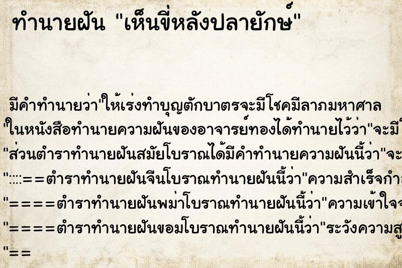 ทำนายฝันเห็นขี่หลังปลายักษ์ ทำนายฝันทำนายฝันเห็นขี่หลังปลายักษ์