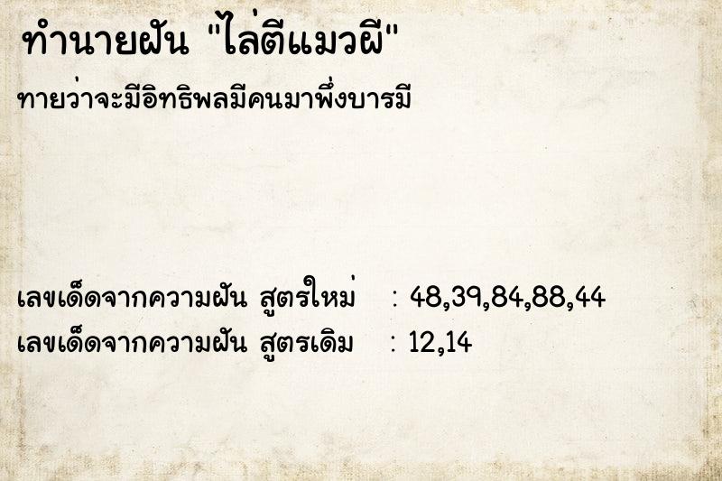ทำนายฝันทำนายฝันไล่ตีแมวผี