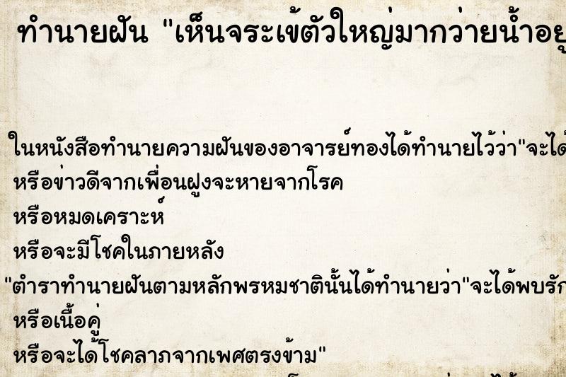 ทำนายฝันเห็นจระเข้ตัวใหญ่มากว่ายน้ำอยู่ในคลอง ทำนายฝันทำนายฝันเห็นจระเข้ตัวใหญ่มากว่ายน้ำอยู่ในคลอง