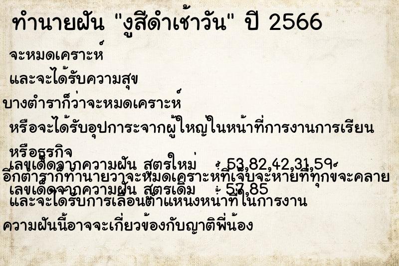 ทำนายฝัน งูสีดำเช้าวัน ทำนายฝัน งูสีดำเช้าวัน