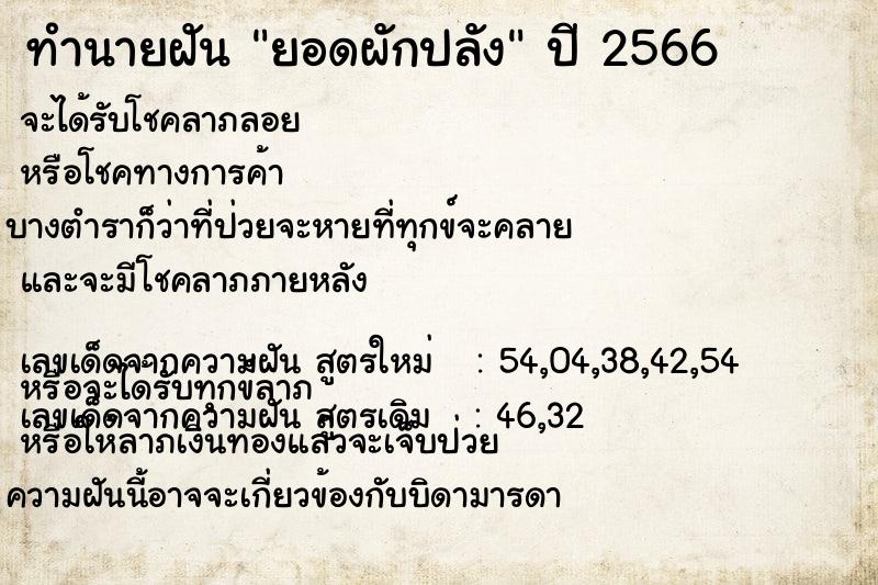 ทำนายฝัน ยอดผักปลัง ทำนายฝัน ยอดผักปลัง