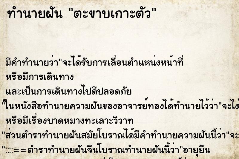 ทำนายฝันตะขาบเกาะตัว ทำนายฝันทำนายฝันตะขาบเกาะตัว