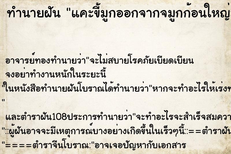 ทำนายฝัน แคะขี้มูกออกจากจมูกก้อนใหญ่มาก ทำนายฝัน แคะขี้มูกออกจากจมูกก้อนใหญ่มาก
