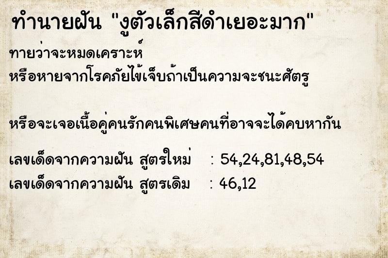 ทำนายฝันงูตัวเล็กสีดำเยอะมาก ทำนายฝันทำนายฝันงูตัวเล็กสีดำเยอะมาก