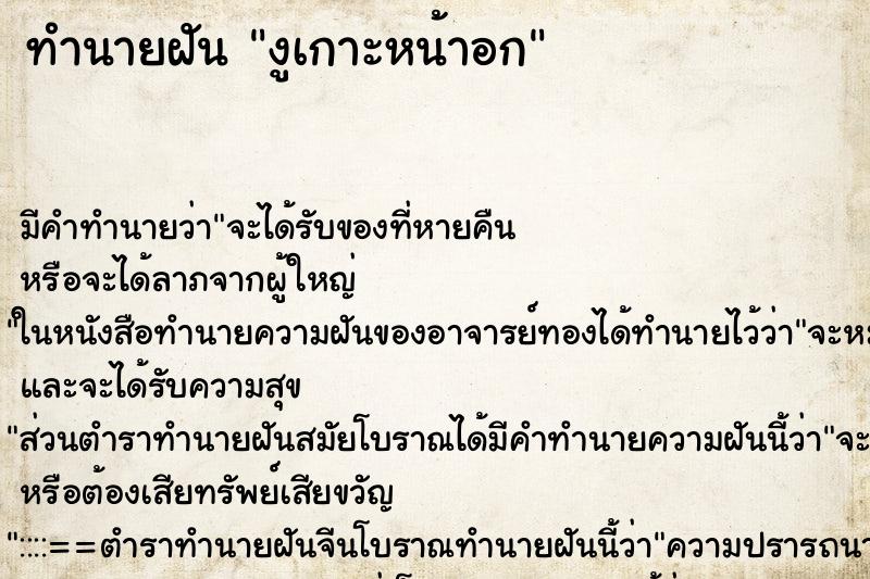 ทำนายฝันงูเกาะหน้าอก ทำนายฝันทำนายฝันงูเกาะหน้าอก