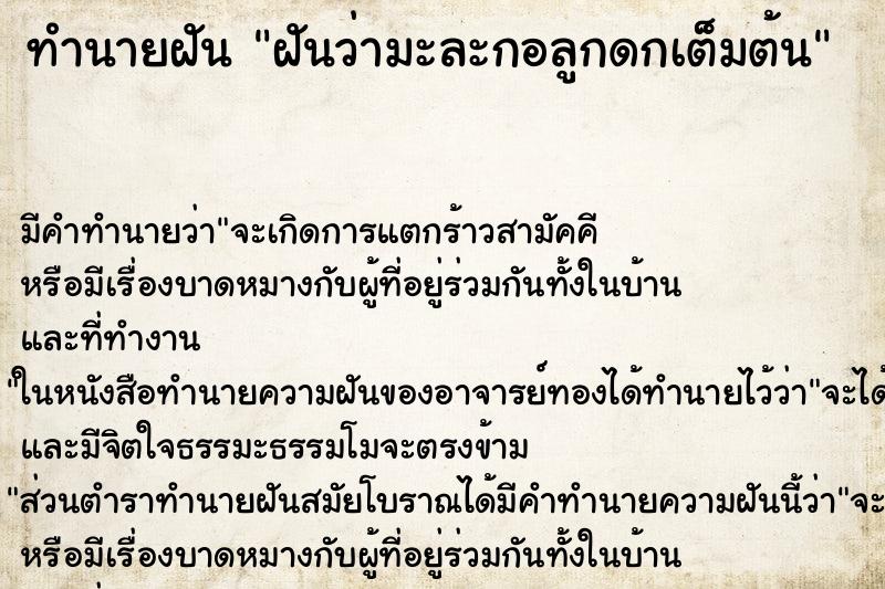 ทำนายฝันฝันว่ามะละกอลูกดกเต็มต้น ทำนายฝันทำนายฝันฝันว่ามะละกอลูกดกเต็มต้น